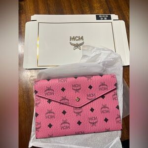 MCM Pink Envelope Clutch with Gift Box